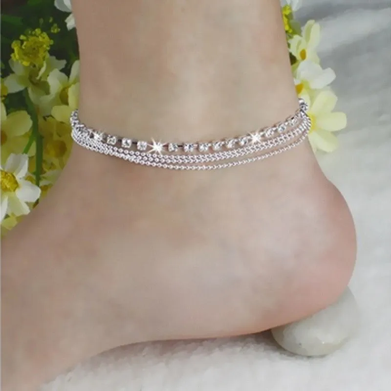 Crystal Multilayer Anklet