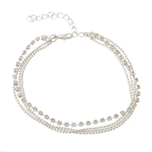 Crystal Multilayer Anklet