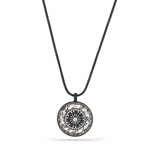 CRYSTAL ROUND FLIIGREE PENDANT NECKLACES #275SV1201 (7C3)