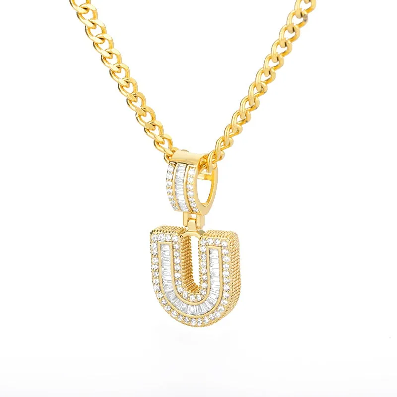 Cube Letter Pendant Necklace For Women Punk Party Jewelry