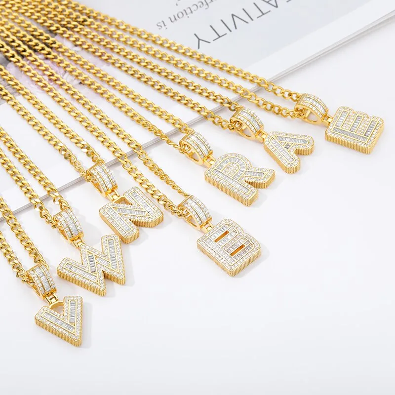 Cube Letter Pendant Necklace For Women Punk Party Jewelry