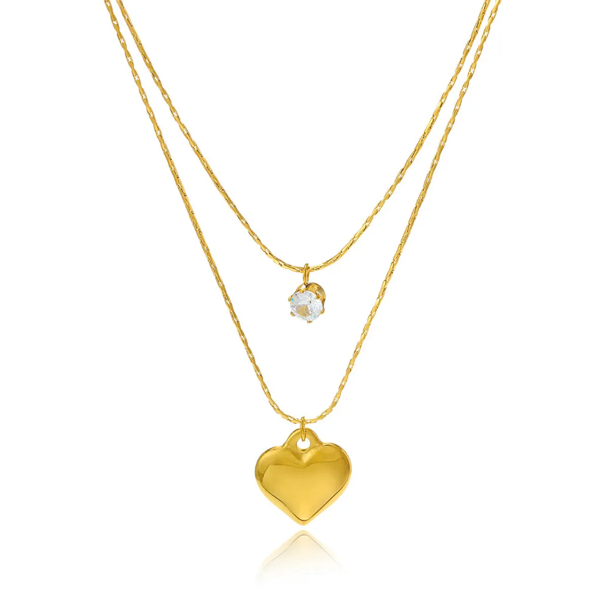 Cubic Zirconia & 18K Gold-Plated Heart Pendant Necklace Set
