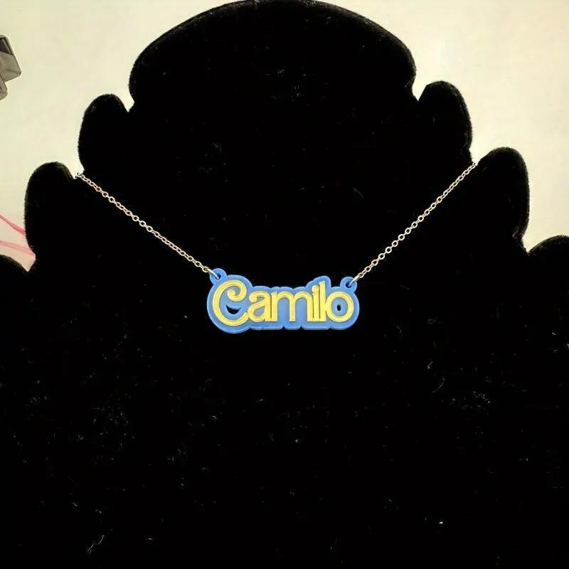 Custom Macaron Pendant Acrylic Name Necklace for Women
