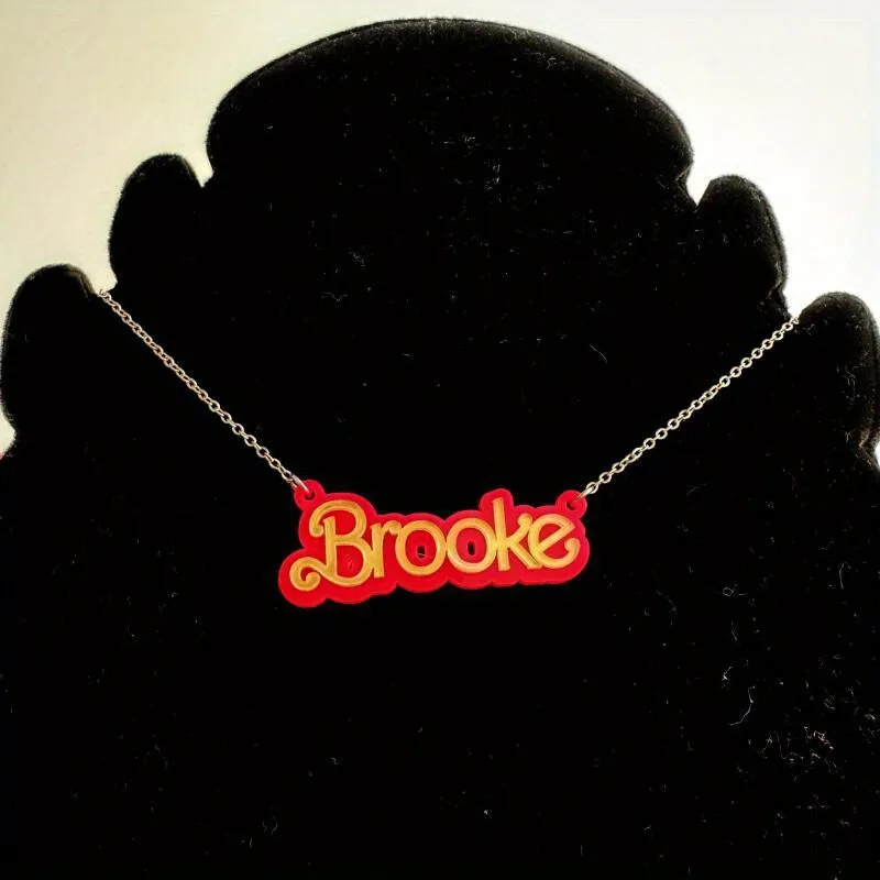 Custom Macaron Pendant Acrylic Name Necklace for Women