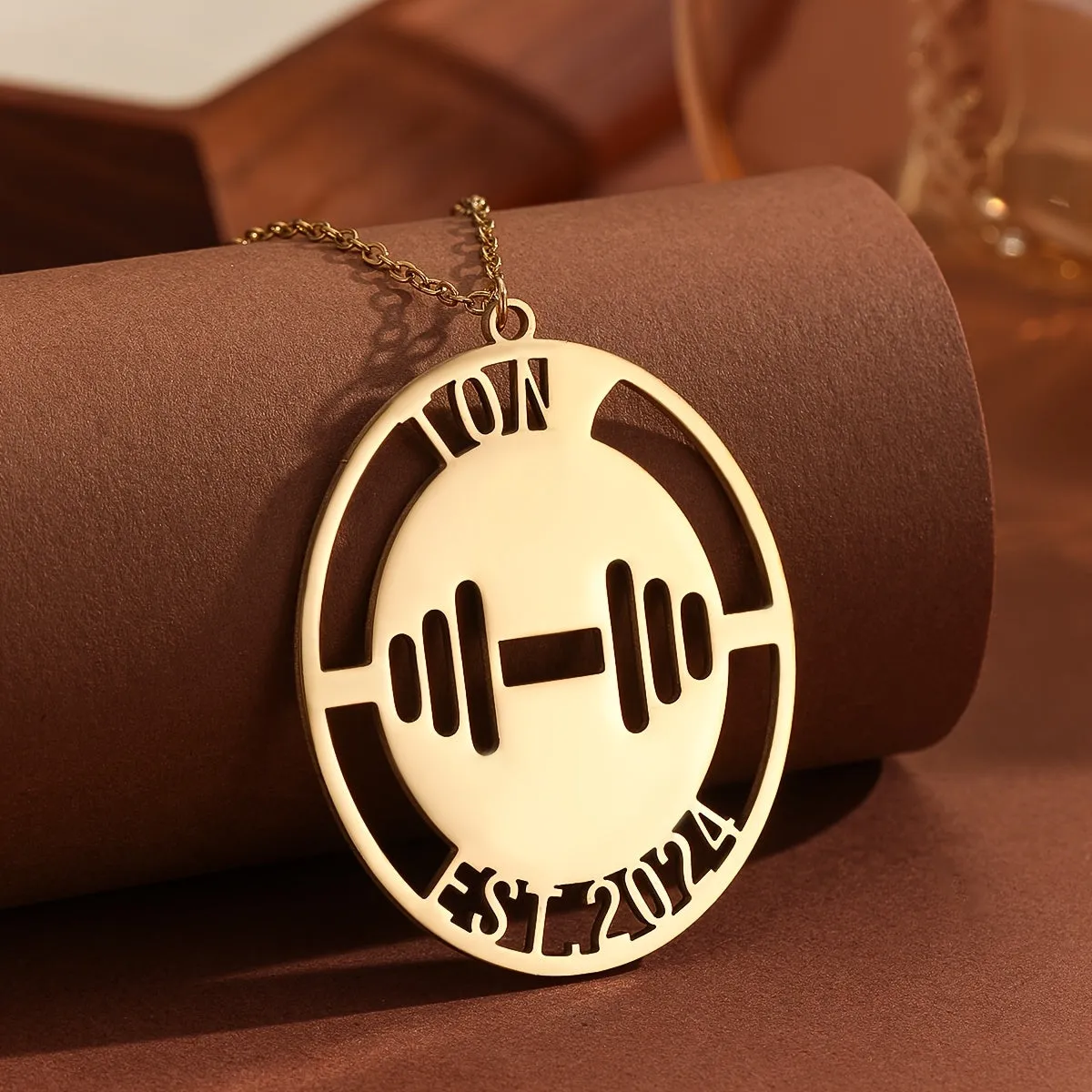 Custom Name Number Necklace Dumbbell Shape Pendant