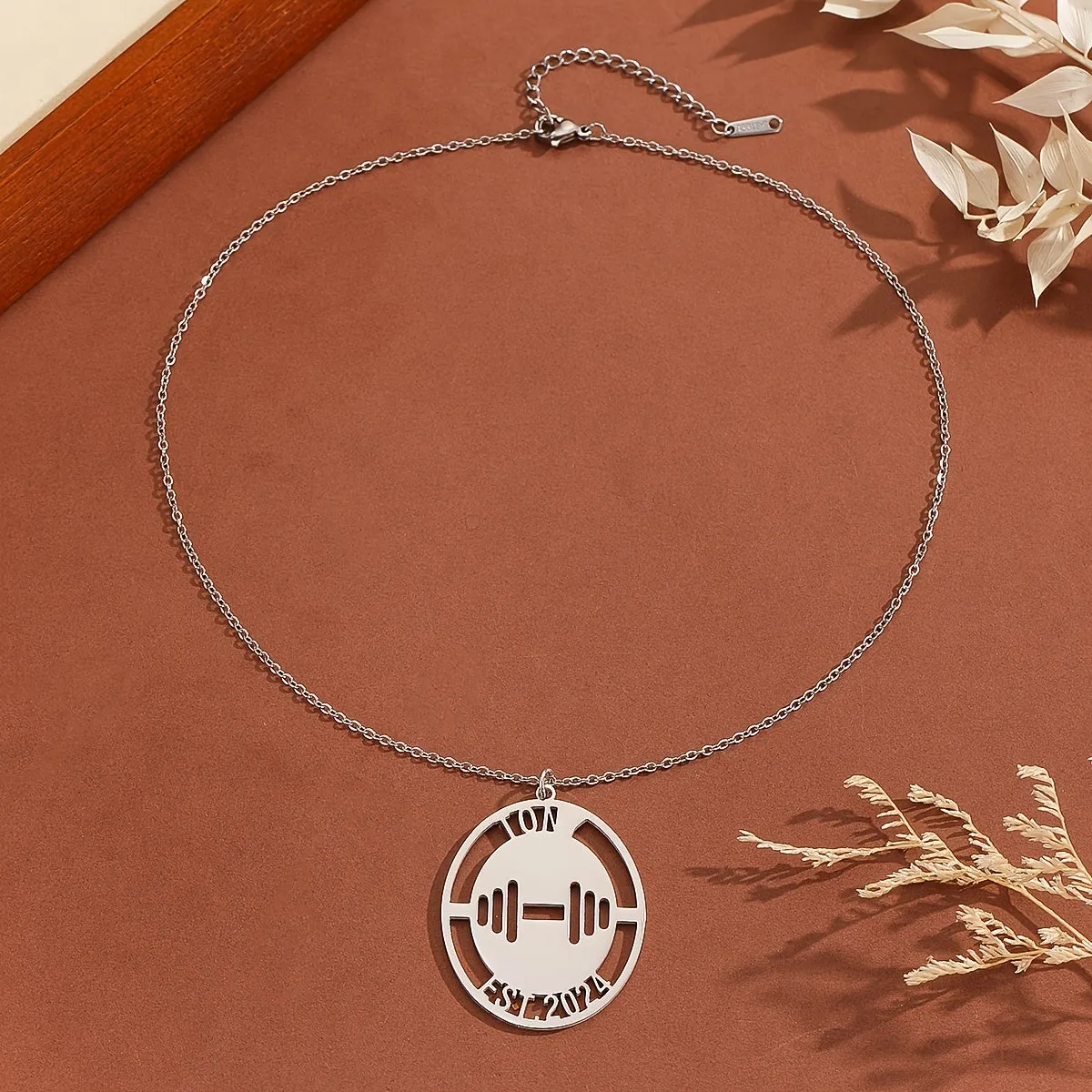 Custom Name Number Necklace Dumbbell Shape Pendant
