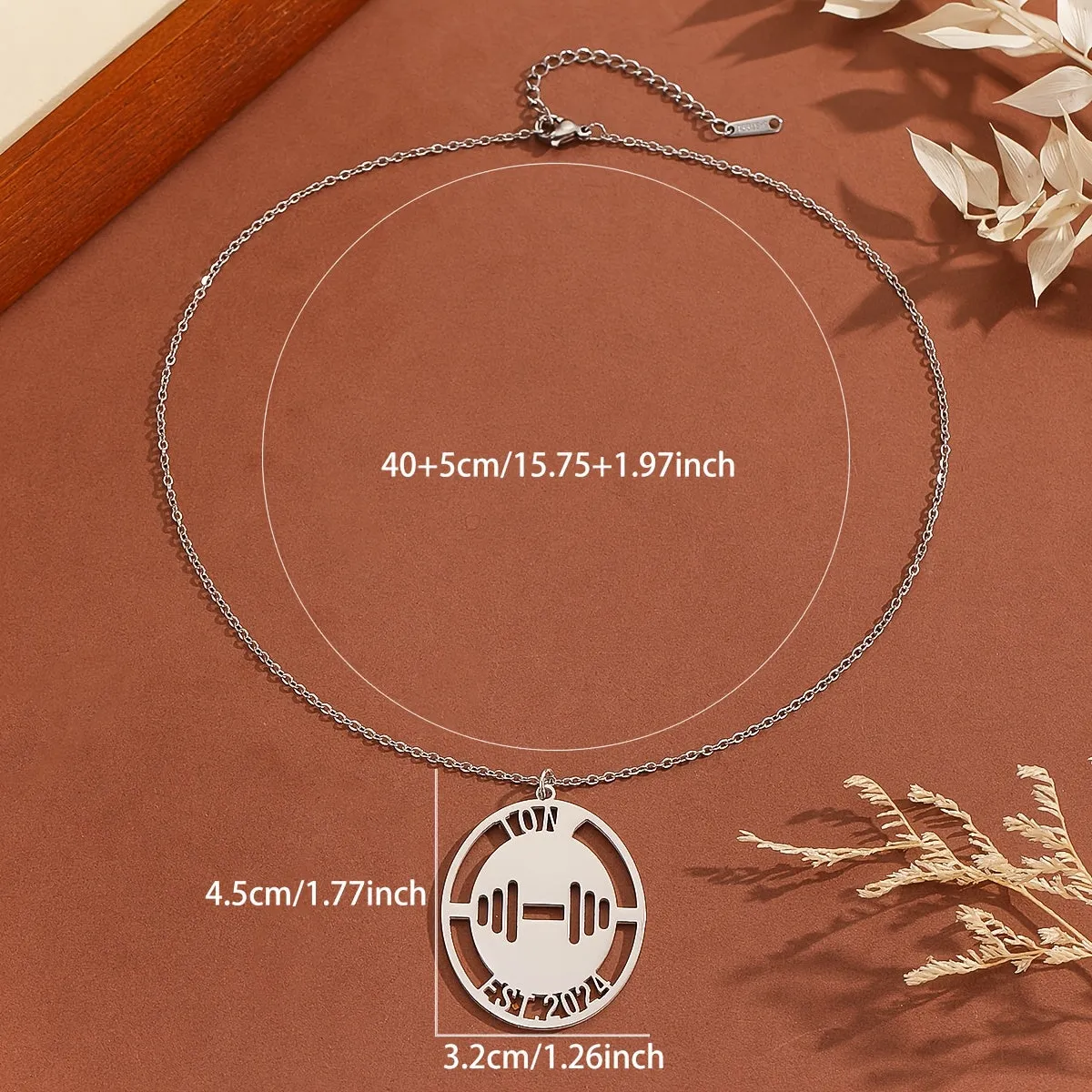 Custom Name Number Necklace Dumbbell Shape Pendant