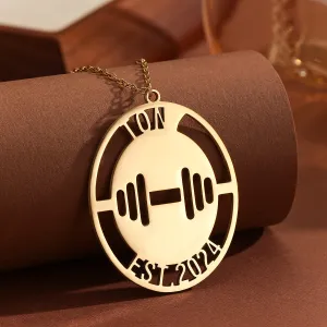 Custom Name Number Necklace Dumbbell Shape Pendant