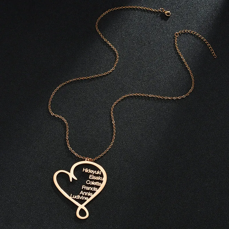 Custom Nameplate Family Member Necklace for Mom Dad Heart Birthday Gifts