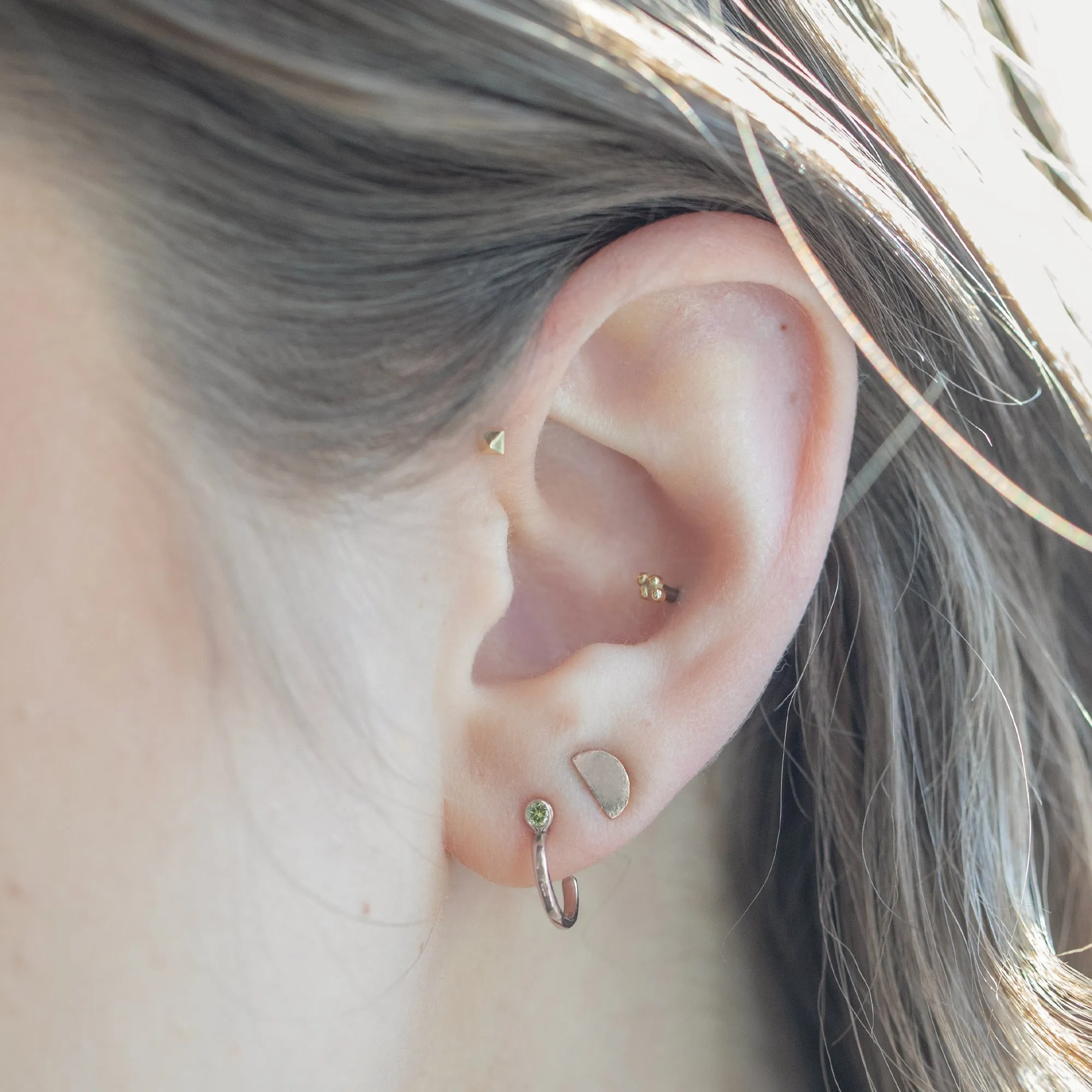 Custom Peridot Birthstone Hoop Earrings | 14K Rose Gold