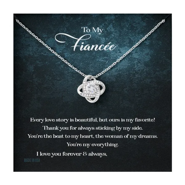 Custom To My Fiancée Every Love Story Is Beautiful 14k White Gold Pendant Necklace Jewelry Gift For Fiancée Mother day