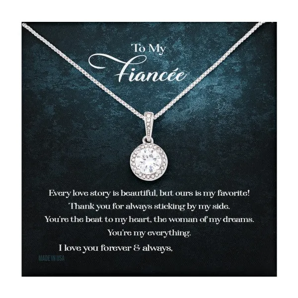 Custom To My Fiancée Every Love Story Is Beautiful 14k White Gold Pendant Necklace Jewelry Gift For Fiancée Mother day