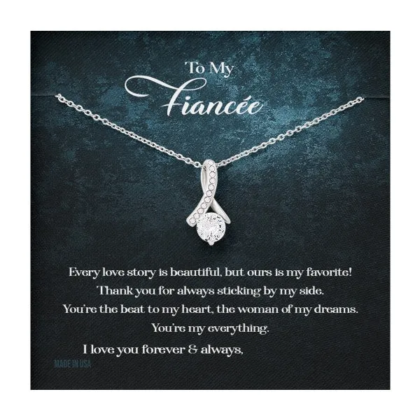 Custom To My Fiancée Every Love Story Is Beautiful 14k White Gold Pendant Necklace Jewelry Gift For Fiancée Mother day