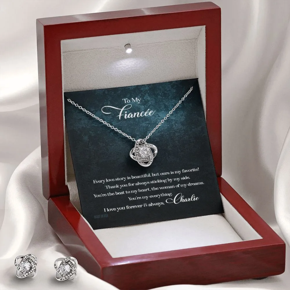 Custom To My Fiancée Every Love Story Is Beautiful 14k White Gold Pendant Necklace Jewelry Gift For Fiancée Mother day