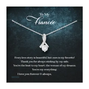 Custom To My Fiancée Every Love Story Is Beautiful 14k White Gold Pendant Necklace Jewelry Gift For Fiancée Mother day