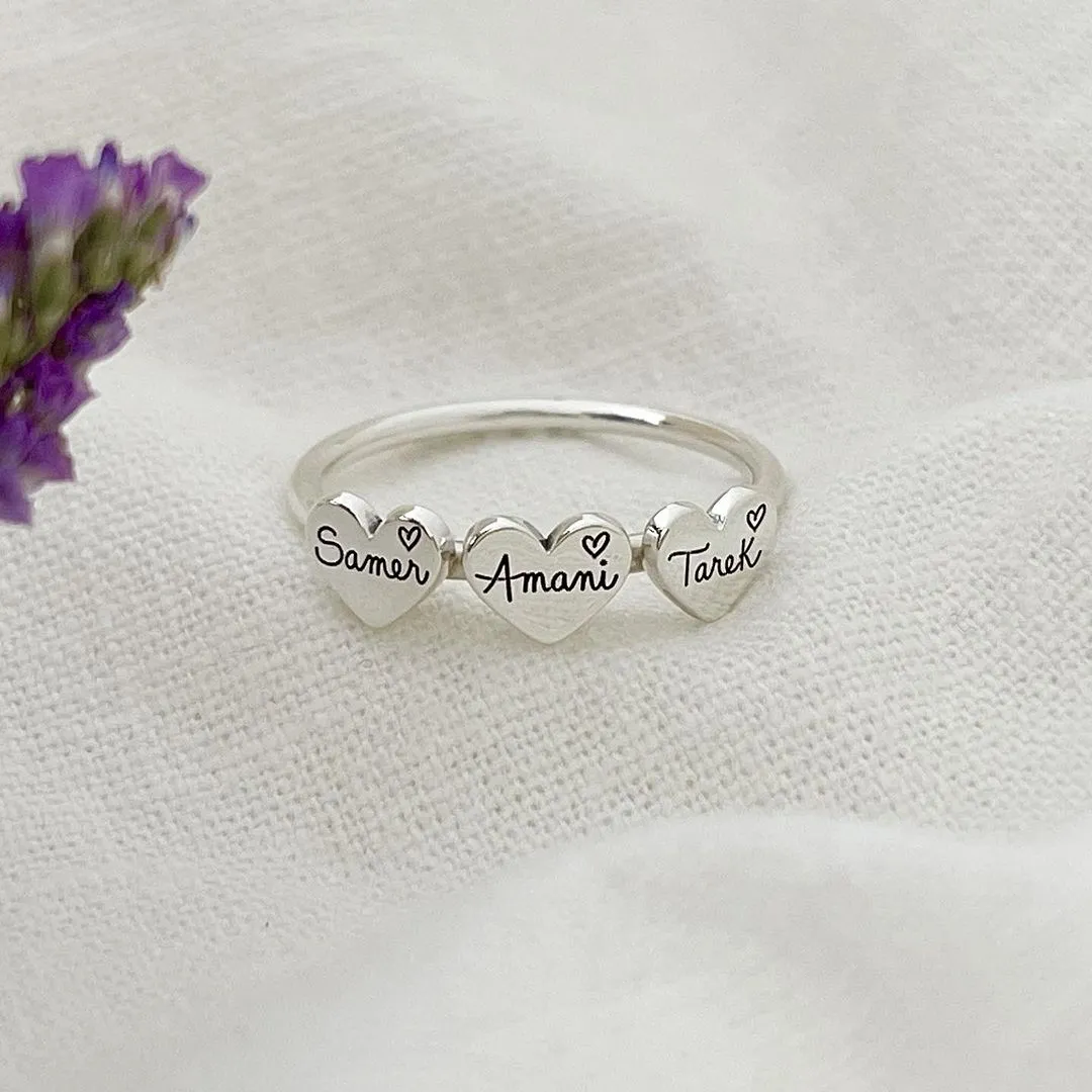 Customized Names Beautiful Heart Ring