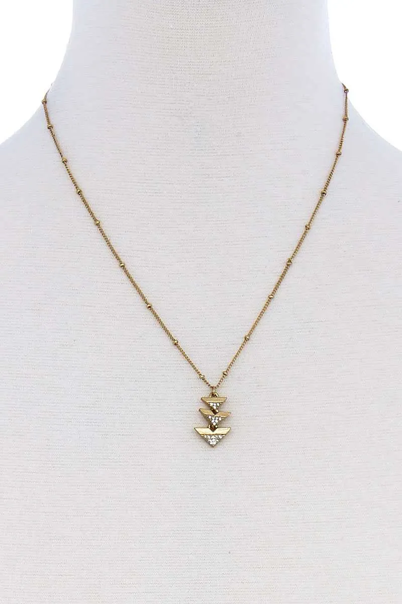 Cute Triple Triangle Pendant Necklace