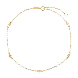 CZ Bezel Anklet 14K