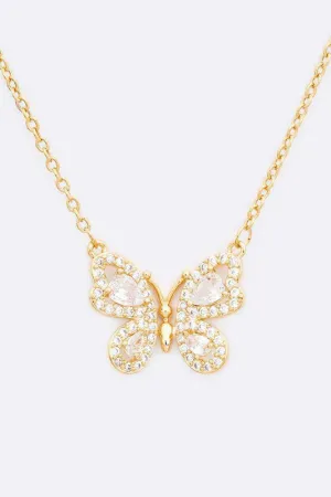 CZ Butterfly Pendant Necklace