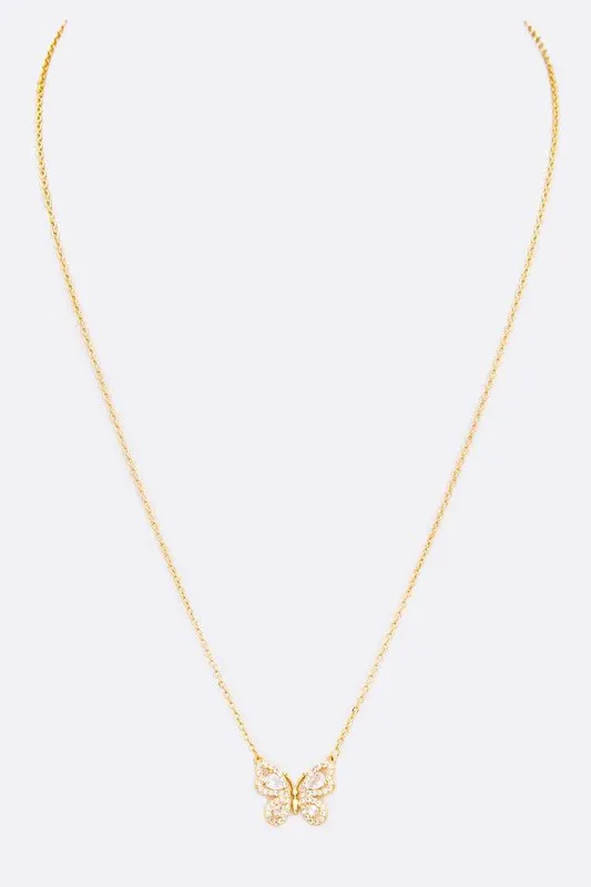 CZ Butterfly Pendant Necklace