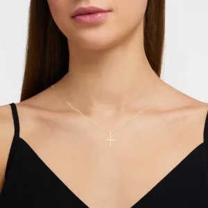 CZ Cross Cubic Zirconia Pendant With Necklace Set 14K Gold Filled