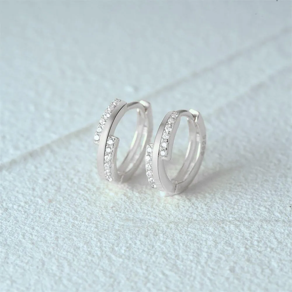 CZ Diamond Irregular Eternity Huggie Earrings