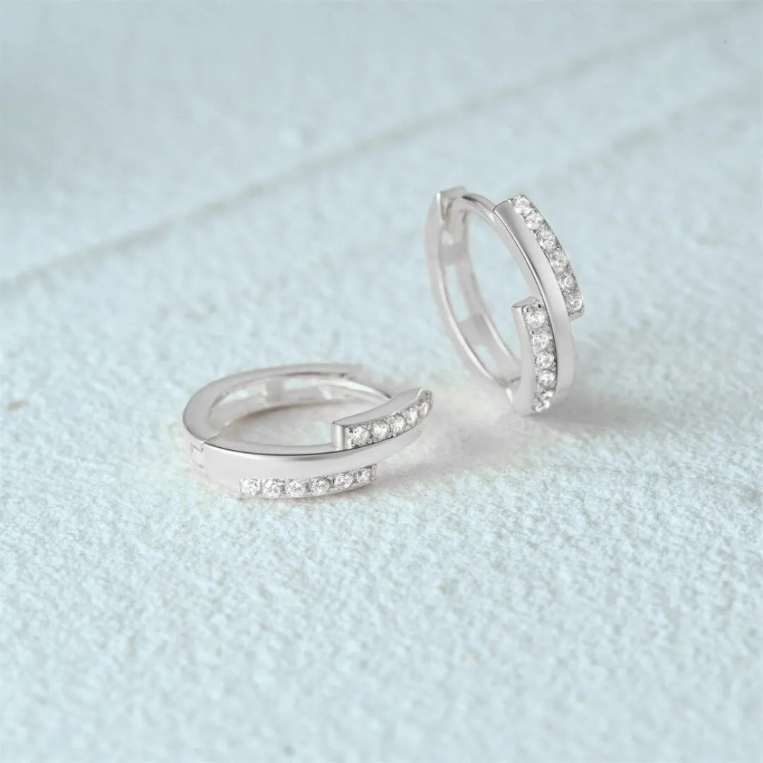 CZ Diamond Irregular Eternity Huggie Earrings