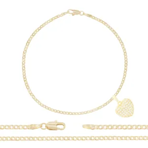 CZ Heart Charm 14K Gold Filled Anklet 10" Women Jewelry