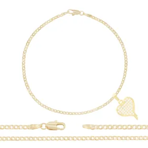 CZ Heart Charm 14K Gold Filled Anklet 10" Women Jewelry
