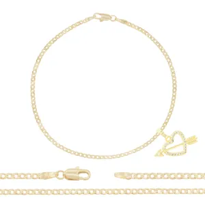 CZ Heart Charm 14K Gold Filled Anklet 10" Women Jewelry
