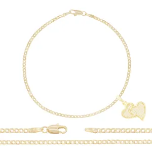 CZ Heart Charm 14K Gold Filled Anklet 10" Women Jewelry