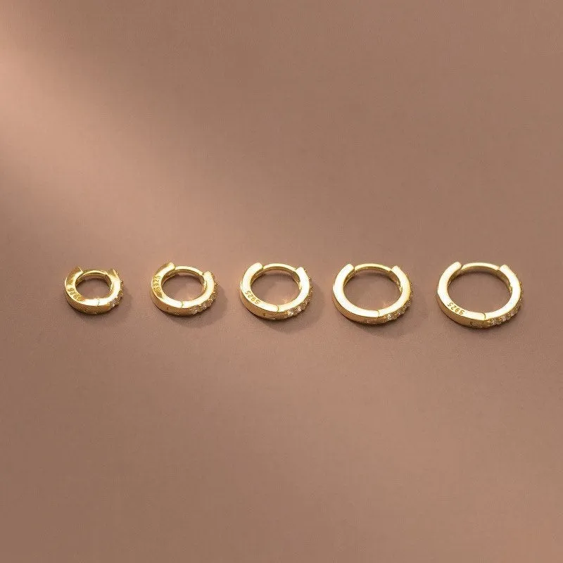 CZ Paved diamonds Huggies Hoop Earrings-SH002