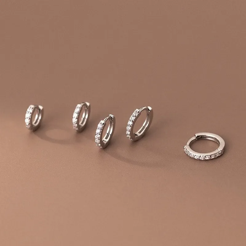 CZ Paved diamonds Huggies Hoop Earrings-SH002