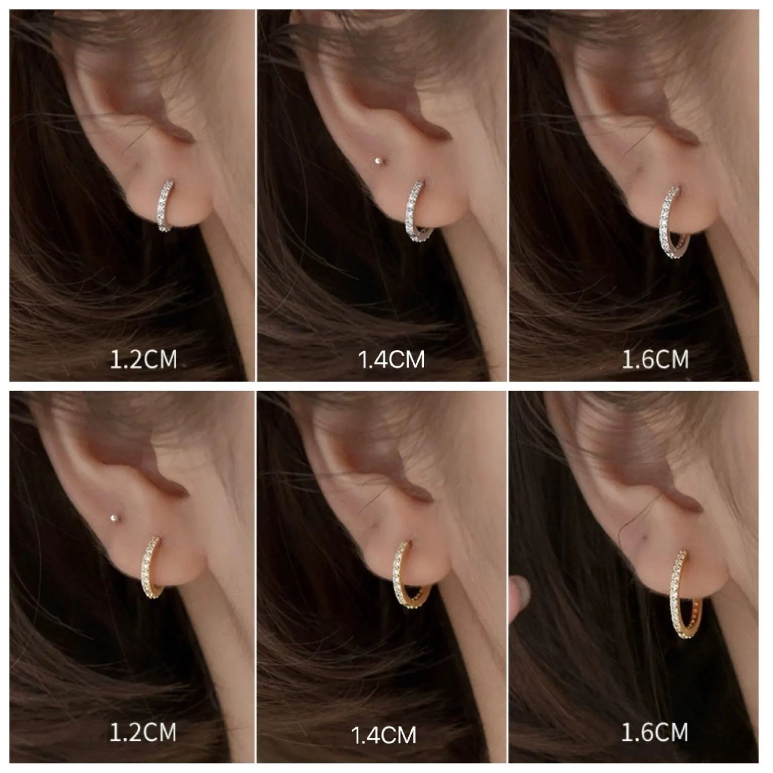 CZ Paved diamonds Huggies Hoop Earrings-SH002