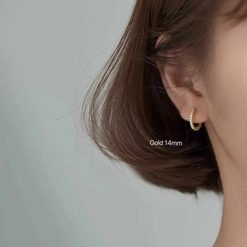 CZ Paved diamonds Huggies Hoop Earrings-SH002