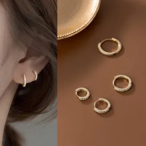 CZ Paved diamonds Huggies Hoop Earrings-SH002