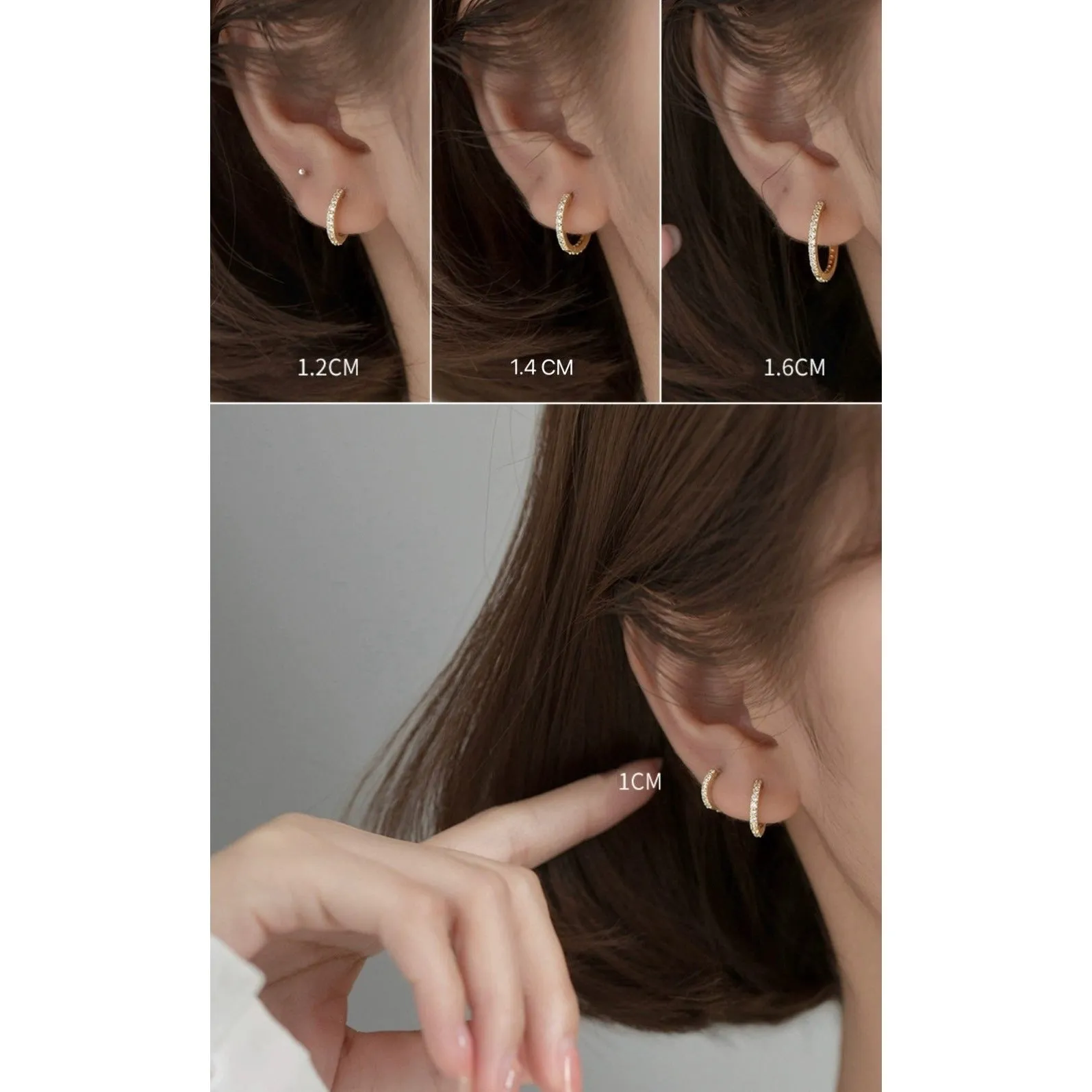 CZ Paved diamonds Huggies Hoop Earrings-SH002