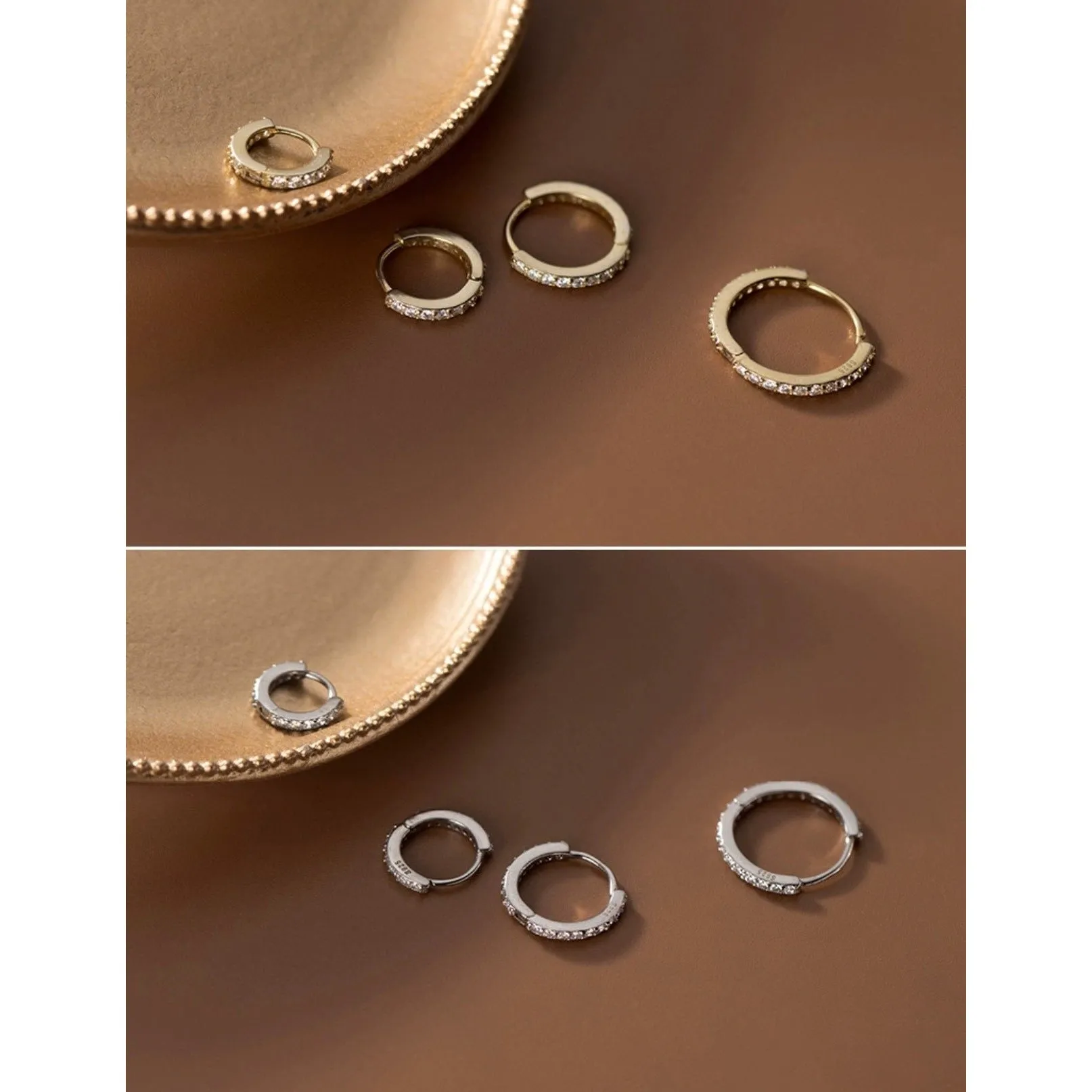 CZ Paved diamonds Huggies Hoop Earrings-SH002