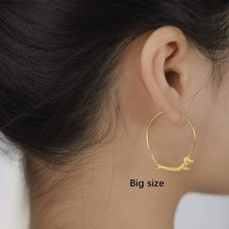 Dachshund Dog Big Round Hoop Earrings