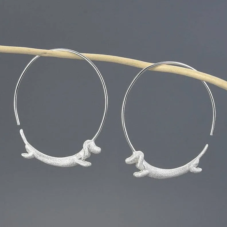 Dachshund Dog Big Round Hoop Earrings