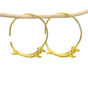 Dachshund Dog Big Round Hoop Earrings