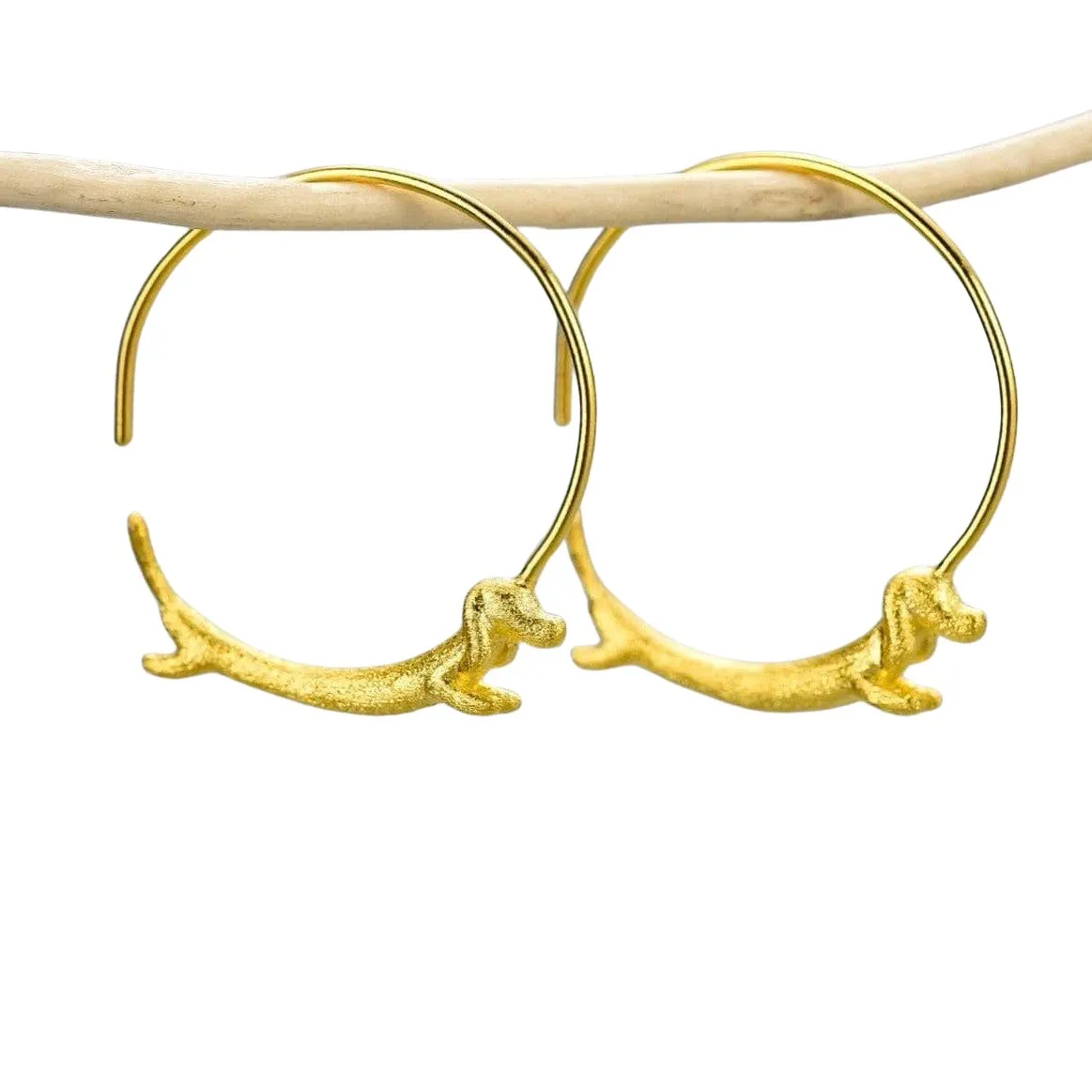Dachshund Dog Big Round Hoop Earrings