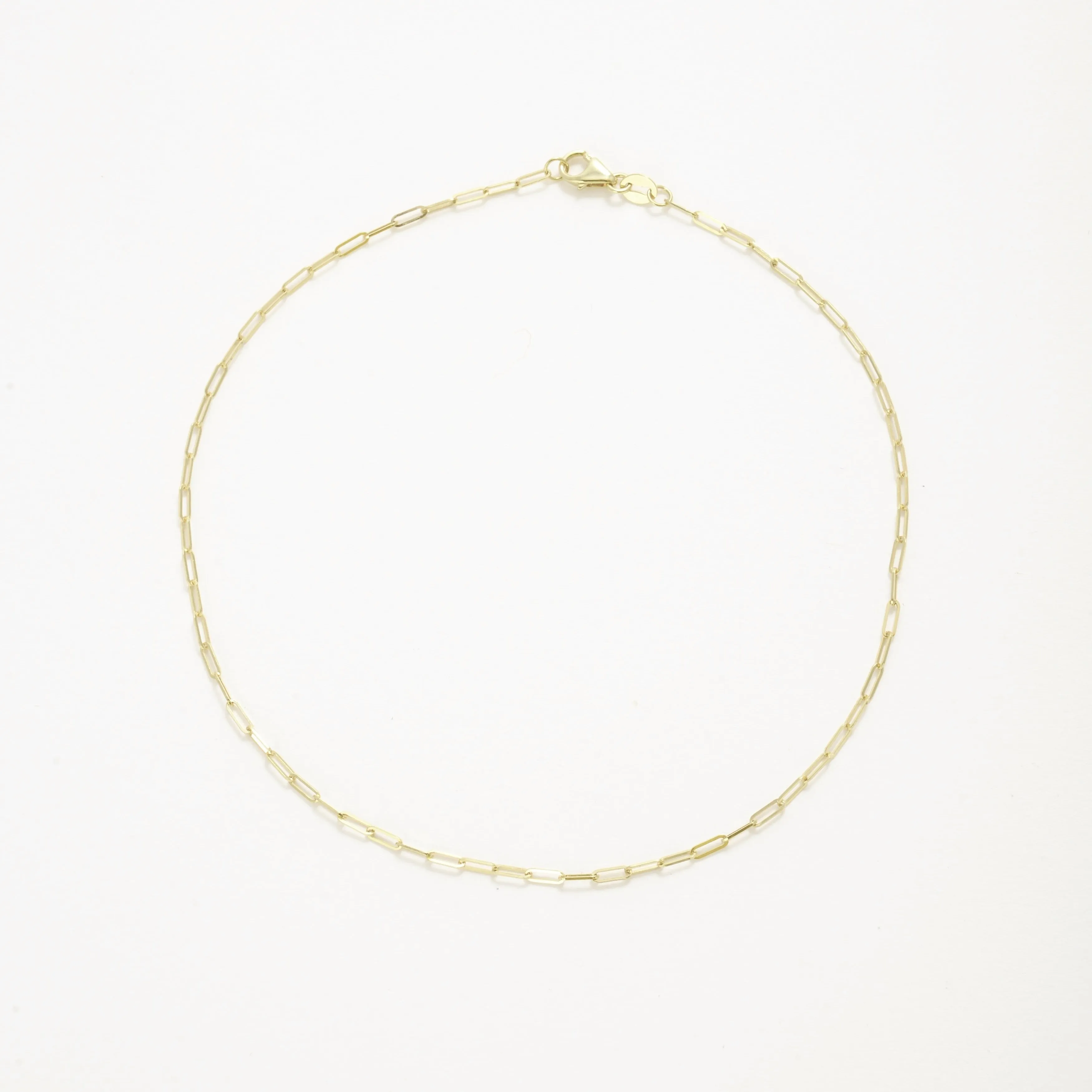 Dainty 14K Gold Paperclip Anklet