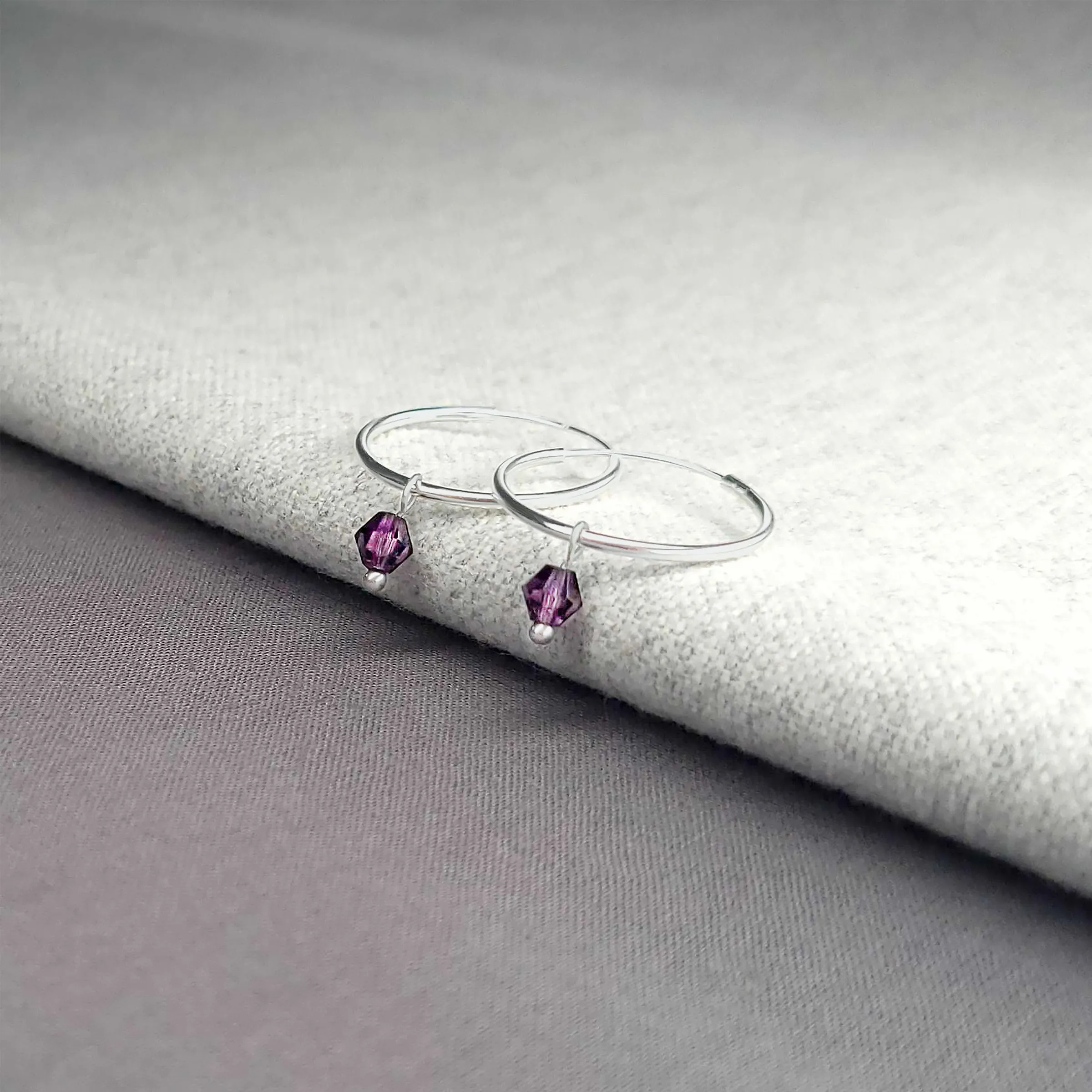 Dainty Birthstone Hoop Earrings