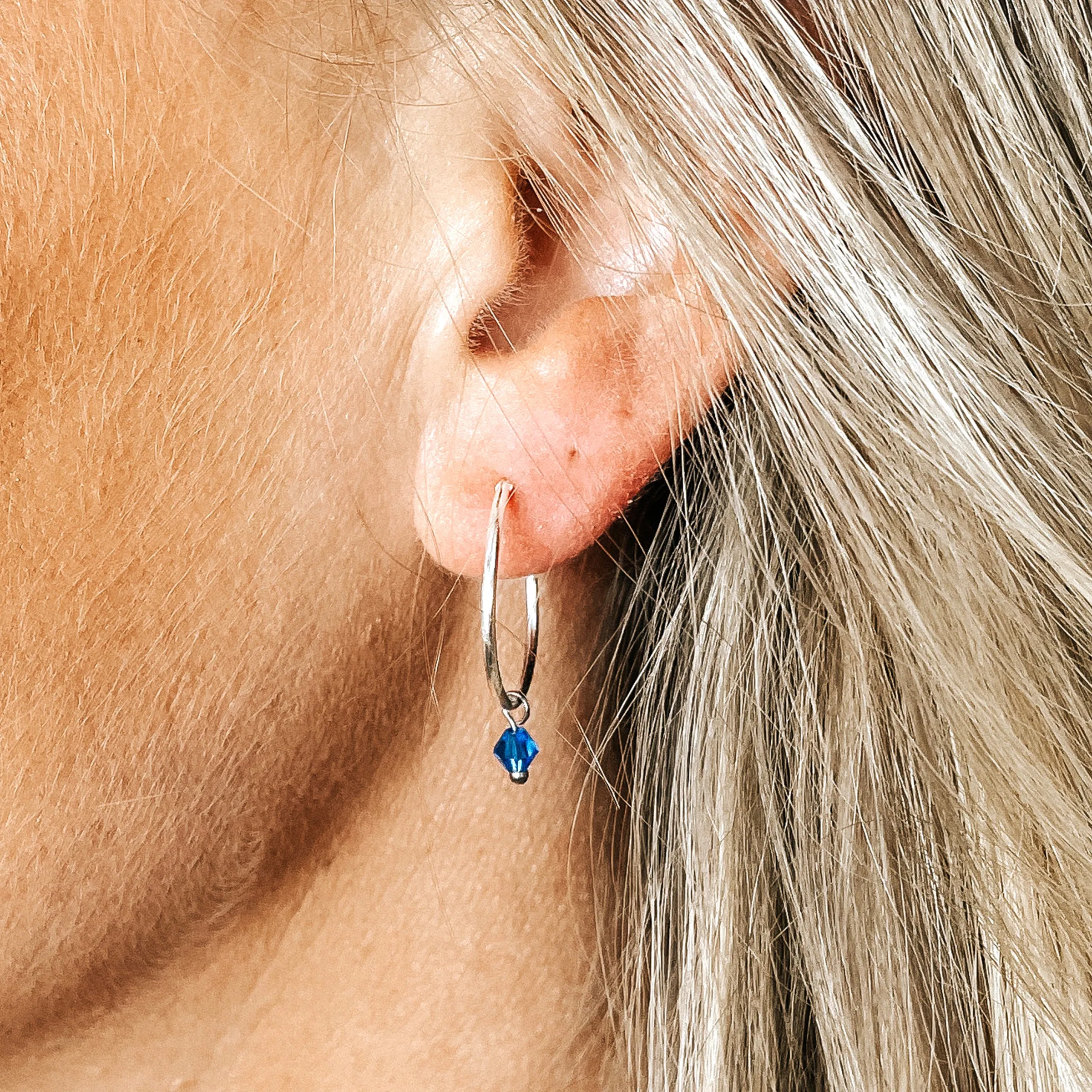 Dainty Birthstone Hoop Earrings