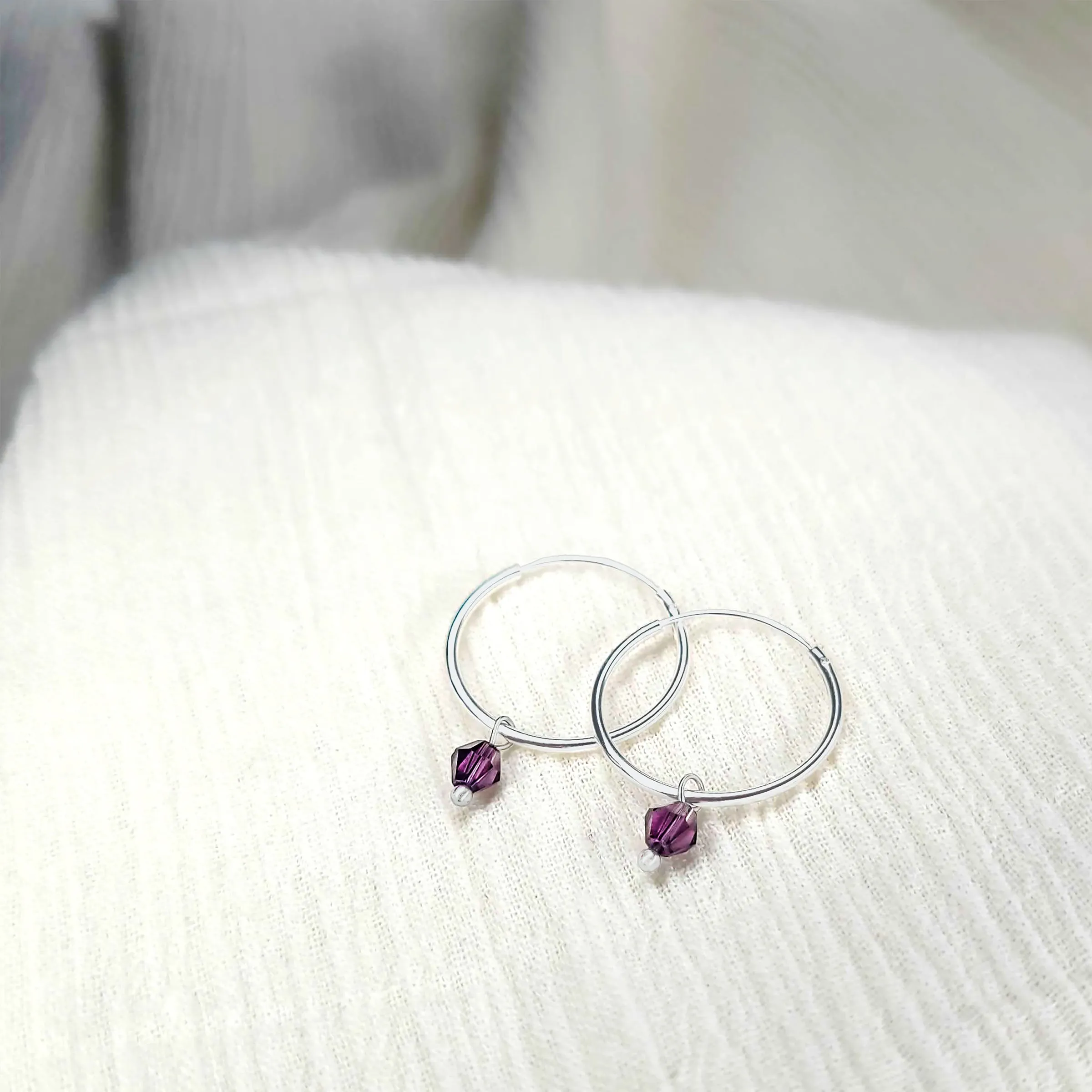 Dainty Birthstone Hoop Earrings
