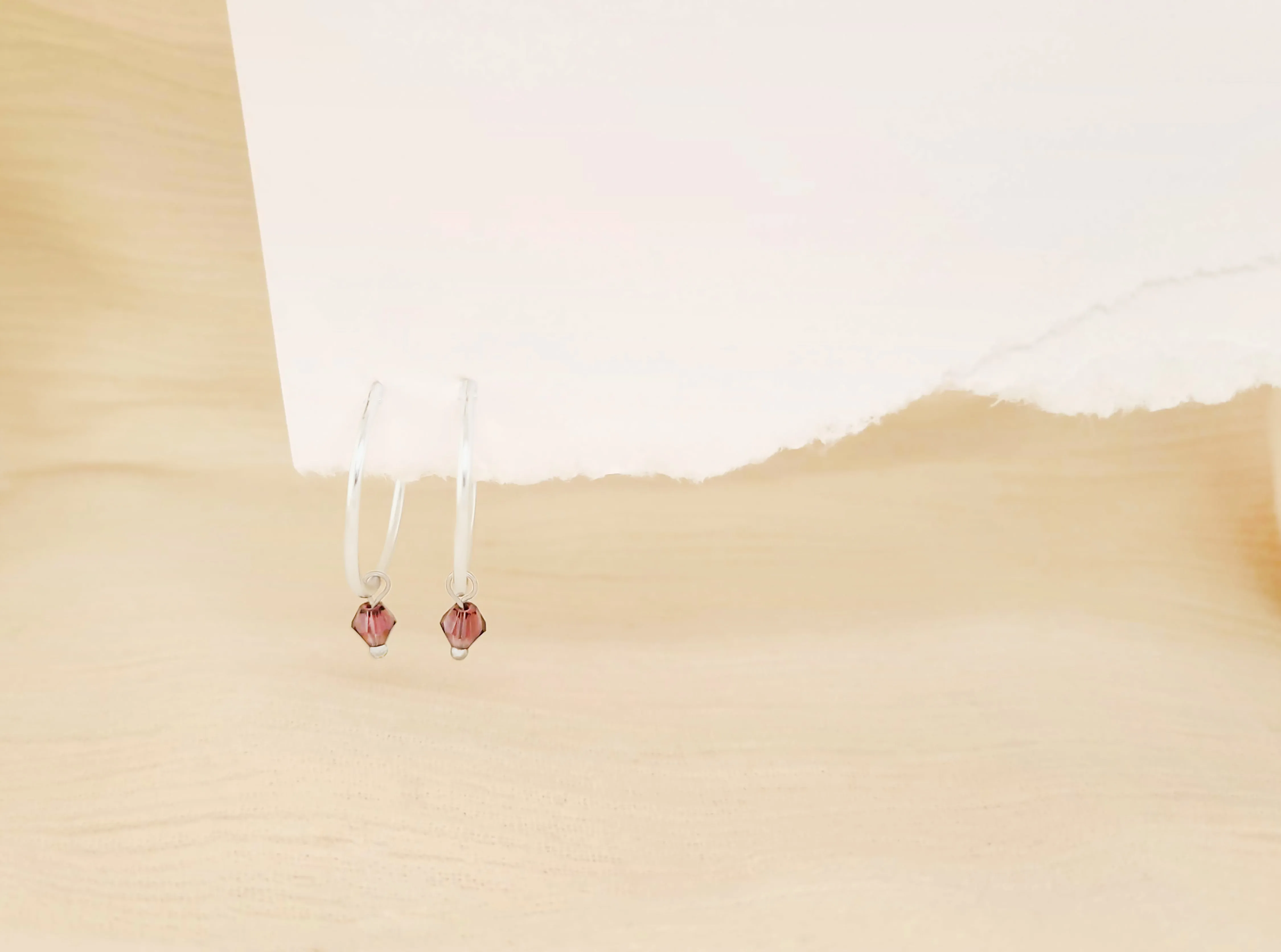 Dainty Birthstone Hoop Earrings