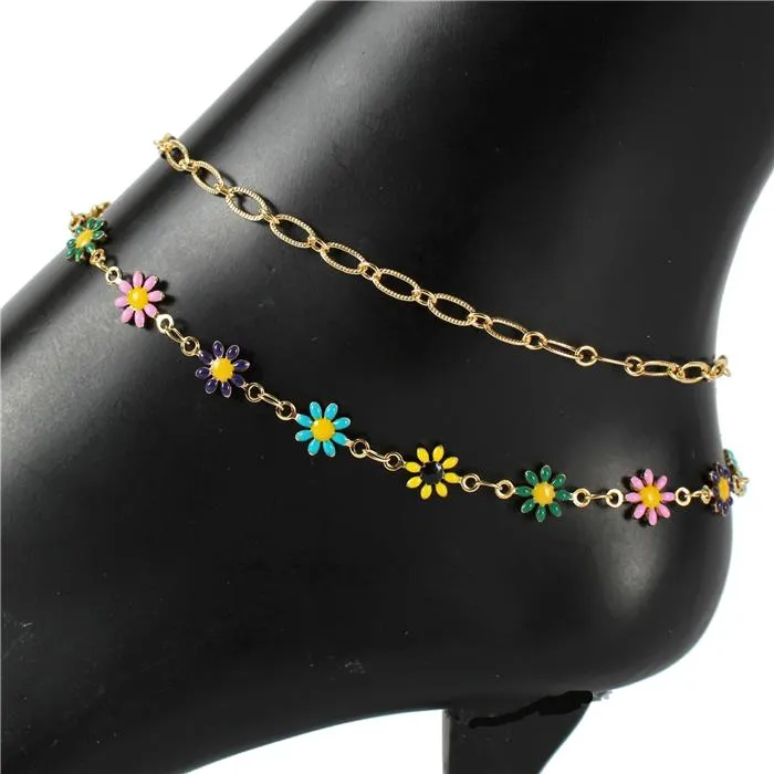Daisy Flower Anklets Made In Korea