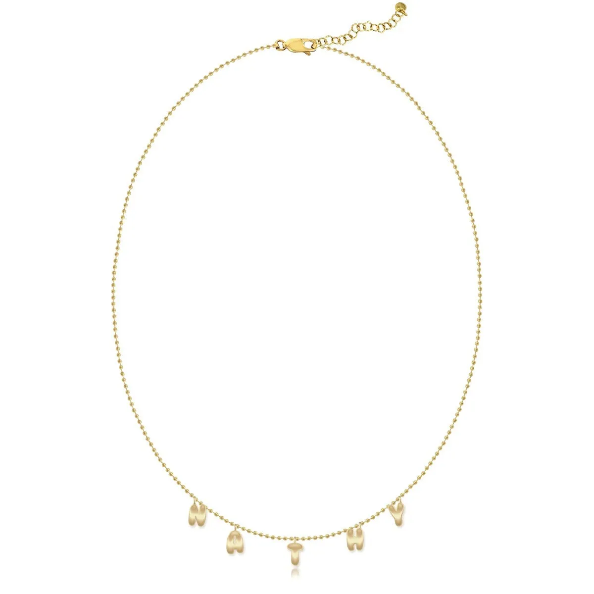 Dangling Gold Name Ball Necklace