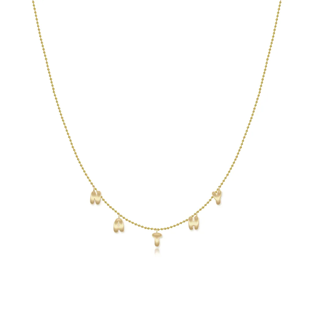 Dangling Gold Name Ball Necklace
